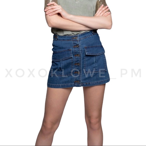 🔥SALE POL Button Front Denim Jean Skirt - Picture 4 of 12